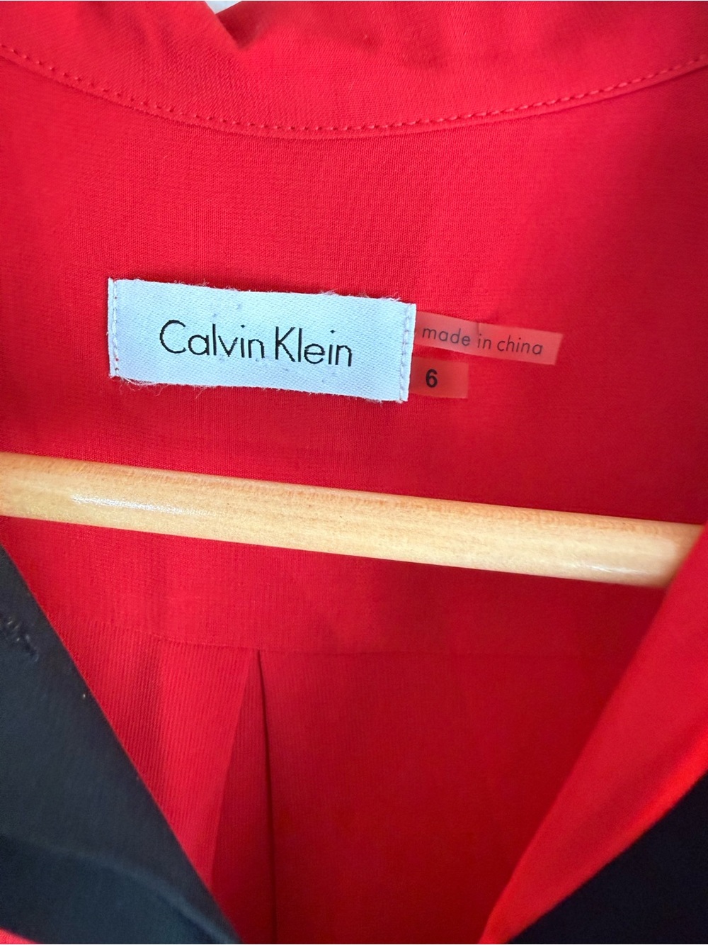 Calvin Klein Red Midi Dress with V-Neck